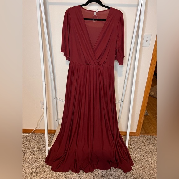ASOS Curve Dresses & Skirts - ASOS Plus Size Burgundy  Long Dress